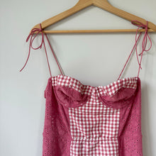 Load image into Gallery viewer, Urban Outfitters Felicity Eyelet Bustier Gingham Print Mini Dress Pink L NWT