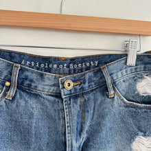 Load image into Gallery viewer, Articles Of Society Distressed Denim Dark Wash Mid Rise Shorts Blue 27