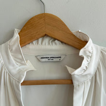 Load image into Gallery viewer, Amanda Uprichard Saffron Tiered V-Neck Mini Shirt Dress White XS