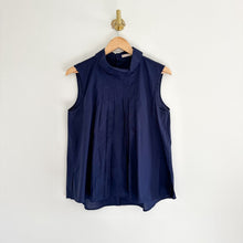 Load image into Gallery viewer, MARNI x Uniqlo Mock Neck Pintuck Pleated Sleeveless Blouse Navy M