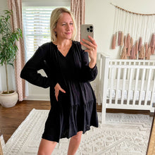 Load image into Gallery viewer, Rails Everly Long Sleeve Tiered V-Neck Mini Dress Black S
