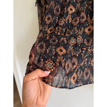 Load image into Gallery viewer, Ulla Johnson Miray Silk Metallic Fleck Chiffon Blouse Black Multi 2