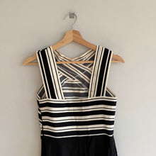 Load image into Gallery viewer, Anthropologie Maeve Crosswise Striped Fit & Flare Bandage Dress Black White 4