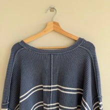 Load image into Gallery viewer, Aerie Beyond Scoop Neck Striped Knit Cropped Sweater Blue White M