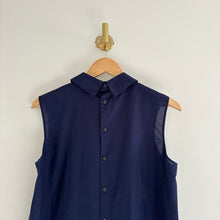 Load image into Gallery viewer, MARNI x Uniqlo Mock Neck Pintuck Pleated Sleeveless Blouse Navy M