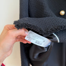Load image into Gallery viewer, Mango MNG Quintin Tweed Double Breasted Pearl Button Jacket Black M