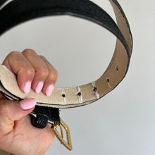 Load image into Gallery viewer, Vintage AVIGNON Gold Buckle Black Genuine Leather Belt L