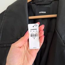 Load image into Gallery viewer, Express Faux Leather Belted Mid Length Trench Coat Black M NWT
