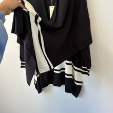 Load image into Gallery viewer, Elan Striped Cardigan Poncho Black White O/S NWT
