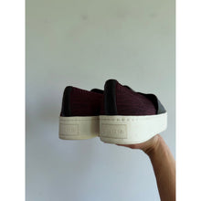 Load image into Gallery viewer, Vince Ward Knit Leather Platform Slip On Sneakers Red Black 8.5