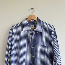 Load image into Gallery viewer, Peter Millar Weekender Finish Gingham Long Sleeve Button Up Shirt Blue XL