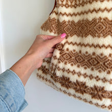 Load image into Gallery viewer, Thread & Supply Issey Reversible Crop Fair Isle Pattern Vest Brown Cream S