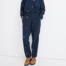 Load image into Gallery viewer, Madewell Airyterry Floral Embroidered High Waist Tapered Sweatpants Blue S