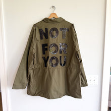 Load image into Gallery viewer, "Not For You" Sequin Embellished Button Front Military Utility Jacket Green