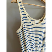 Load image into Gallery viewer, By Together Lounging For Life Striped Pattern Sleeveless Jumpsuit Blue White L