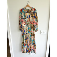 Load image into Gallery viewer, Anthropologie Somerset Floral Patchwork Long Sleeve Chiffon Maxi Dress Blue M