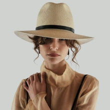 Load image into Gallery viewer, Janessa Leone Lyra Straw Short Crown Fedora Hat Cream M