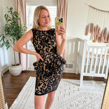Load image into Gallery viewer, Tadashi Shoji Lace Overlay Peplum Cocktail Dress
