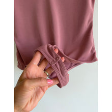 Load image into Gallery viewer, Anthropologie Little Black Bodysuit V-Neck Short Sleeve Bodysuit Rose M NWT