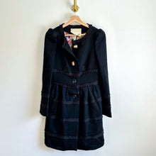 Load image into Gallery viewer, Anthropologie Leifsdottir Button Front Long Sleeve Embellished Coat Black 2