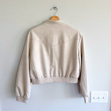 Load image into Gallery viewer, Truth by Republic Faux Leather Snap Front Cropped Bomber Jacket Cream M