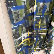 Load image into Gallery viewer, AKRIS Collector's Graffiti Abstract Print Scarf Blue Green OS