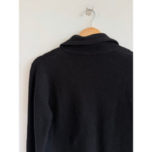 Load image into Gallery viewer, C by Bloomingdales 2-Ply Cashmere Button Front Knit Sweater Blazer Black L