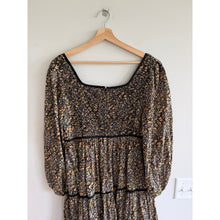Load image into Gallery viewer, Madewell Embroidered Tiered Floral Casual Midi Dress Brown Black 10 NWT