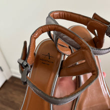 Load image into Gallery viewer, NEW Aquatalia Leather Ankle Strap Open-Toe Flat Sandals Silver 9