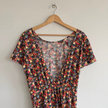 Load image into Gallery viewer, Sézane Robe Luce Floral Print Short Sleeve Maxi T-Shirt Dress Red Blue L NWT
