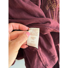 Load image into Gallery viewer, Free People Penny Embroidered Sheer Sleeve Peplum Blouse Purple Red M