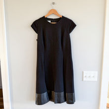 Load image into Gallery viewer, Akris Punto Faux-Leather Hem Short Sleeve Dress Black 10