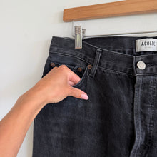 Load image into Gallery viewer, Agolde Lana Mid Rise Button-Fly Front Denim Straight Jeans Black 29