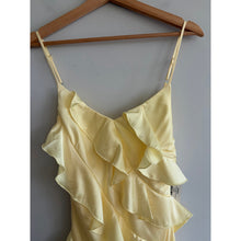 Load image into Gallery viewer, Petal and Pup Ciao Ruffles Sleeveless V-Neck Maxi Satin Dress Pale Yellow S NWT