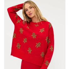 Load image into Gallery viewer, Beach Riot Callie Gingerbread Crew Neck Long Sleeve Pullover Sweater Red M