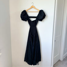Load image into Gallery viewer, ASTR The Label Angeles Puff Sleeve Cutout Linen Dress Black S NWT