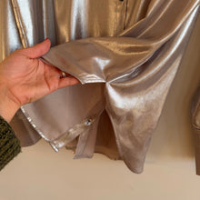 Load image into Gallery viewer, FRAME The Standard Shirt Metallic Long Sleeve Button Up Shirt Silver Lame L NWT