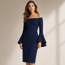 Load image into Gallery viewer, Bardot Solange Off The Shoulder Long Sleeve Dress Blue 8