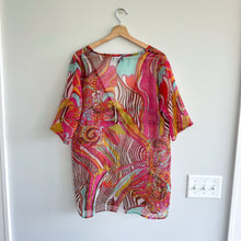 Load image into Gallery viewer, DynaShape Retro Paisley Print Sheer Coverup Pink Multi S/M