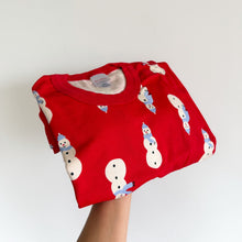 Load image into Gallery viewer, Hanna Andersson Adult Holiday Long John Pajama Set Snowmen on Red L NEW