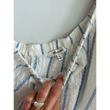 Load image into Gallery viewer, Madewell Seersucker Striped One-Shoulder Puff Sleeve Midi Dress White Blue M