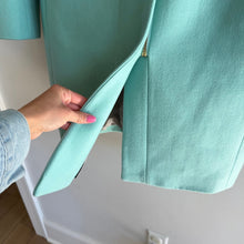 Load image into Gallery viewer, J. Crew Wool Blend Zip Up Mid Length Trench Coat Turquoise 6