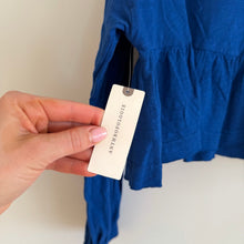 Load image into Gallery viewer, Anthropologie Pilcro Textured Babydoll Long Sleeve Crop Top Blue XXS