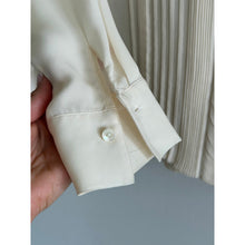 Load image into Gallery viewer, Vince Silk Pintuck Long Sleeve Button Front Blouse Cream 2