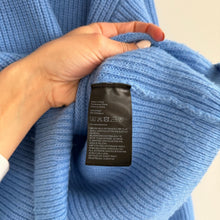 Load image into Gallery viewer, H&M Zip Up Ribbed Knit Mock Neck Pullover Sweater Blue M