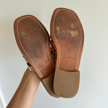 Load image into Gallery viewer, Sam Edelman Dina Fisherman Leather Slip On Mule Sandals Gold 7