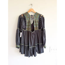 Load image into Gallery viewer, Free People Much Love Embroidered V-Neck Long Sleeve Tunic Top Black XS NWT