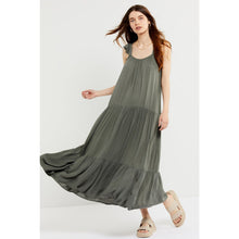 Load image into Gallery viewer, BB Dakota Tiered Ruffled Sleeveless Scoop Neck Maxi Maternity Dress Green L