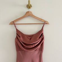 Load image into Gallery viewer, Revelry Skye Satin Cowl Neck Sleeveless Front Slit Maxi Dress 0