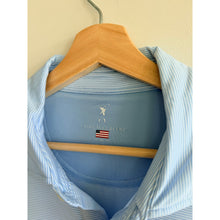 Load image into Gallery viewer, Fairway & Greene Mini Striped Short Sleeve Casual Baltic Polo Shirt Blue XL